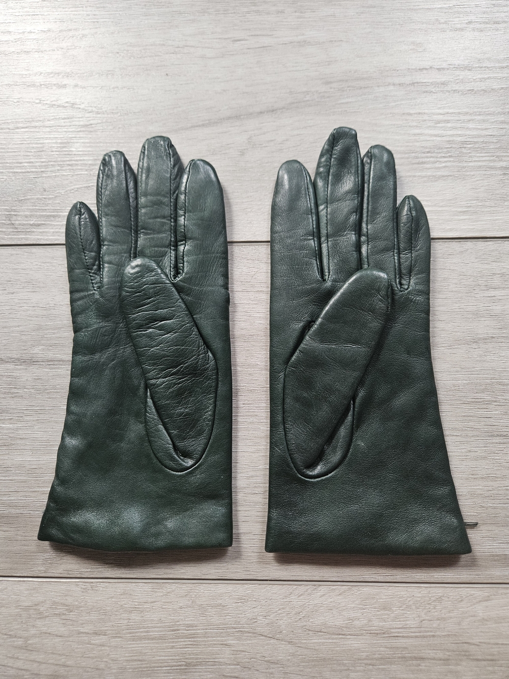 Fownes Dark Green Leather Gloves with Cashmere Lining